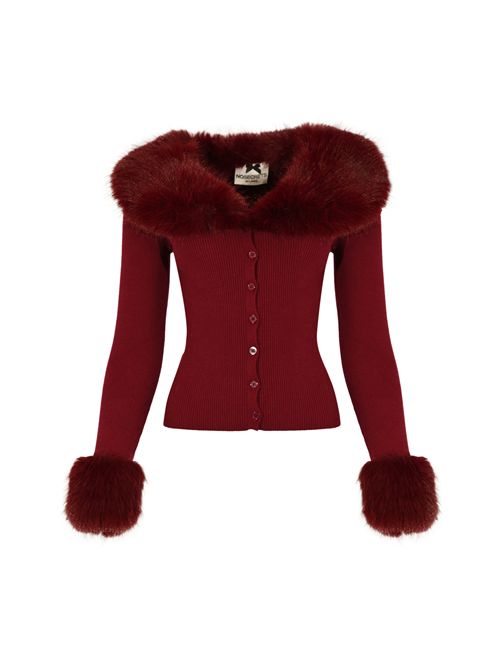 Cardigan maglia bordi simil pelliccia Ciliegia NO SECRETS | 253NS069CILIEGIA